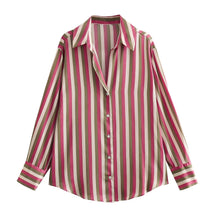 Striped satin long-sleeved shirt