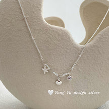 S925 sterling silver shell starfish necklace