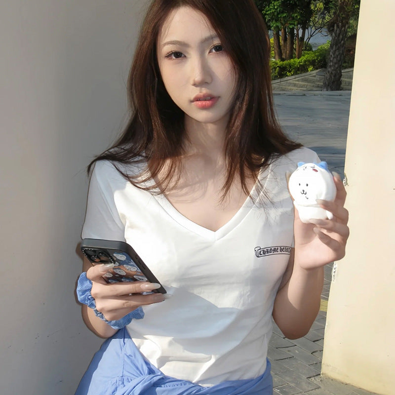 Chrome Hearts V-neck slim fit short-sleeved T-shirt