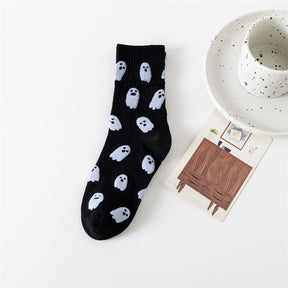 Halloween ghost middle-tube socks