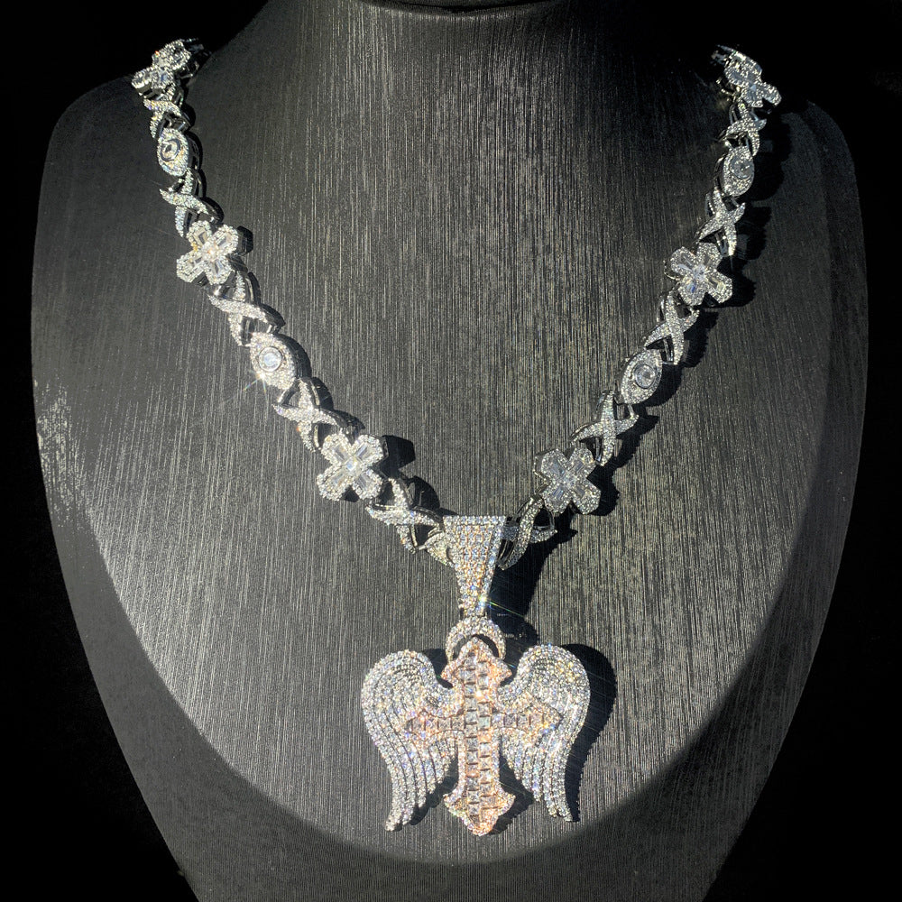 Hip-hop cross wings men's pendant