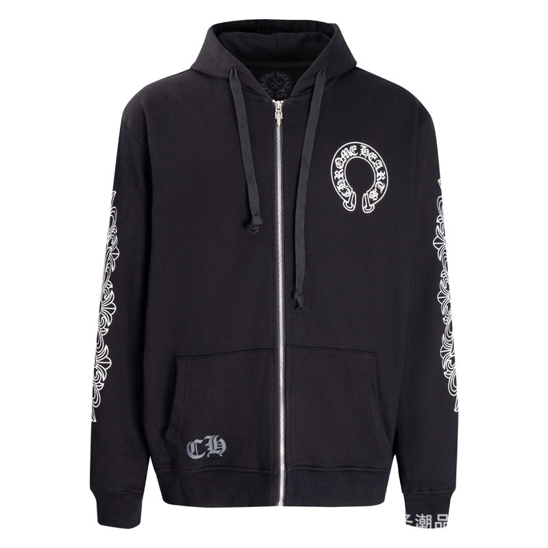 chrome hearts hoodie cardigan pure cotton