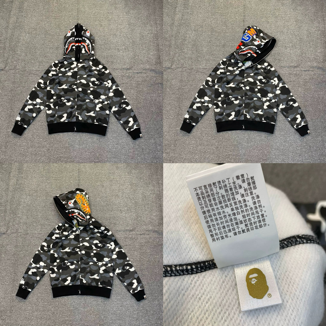 BAPE Shark head camouflage zip-up jacket