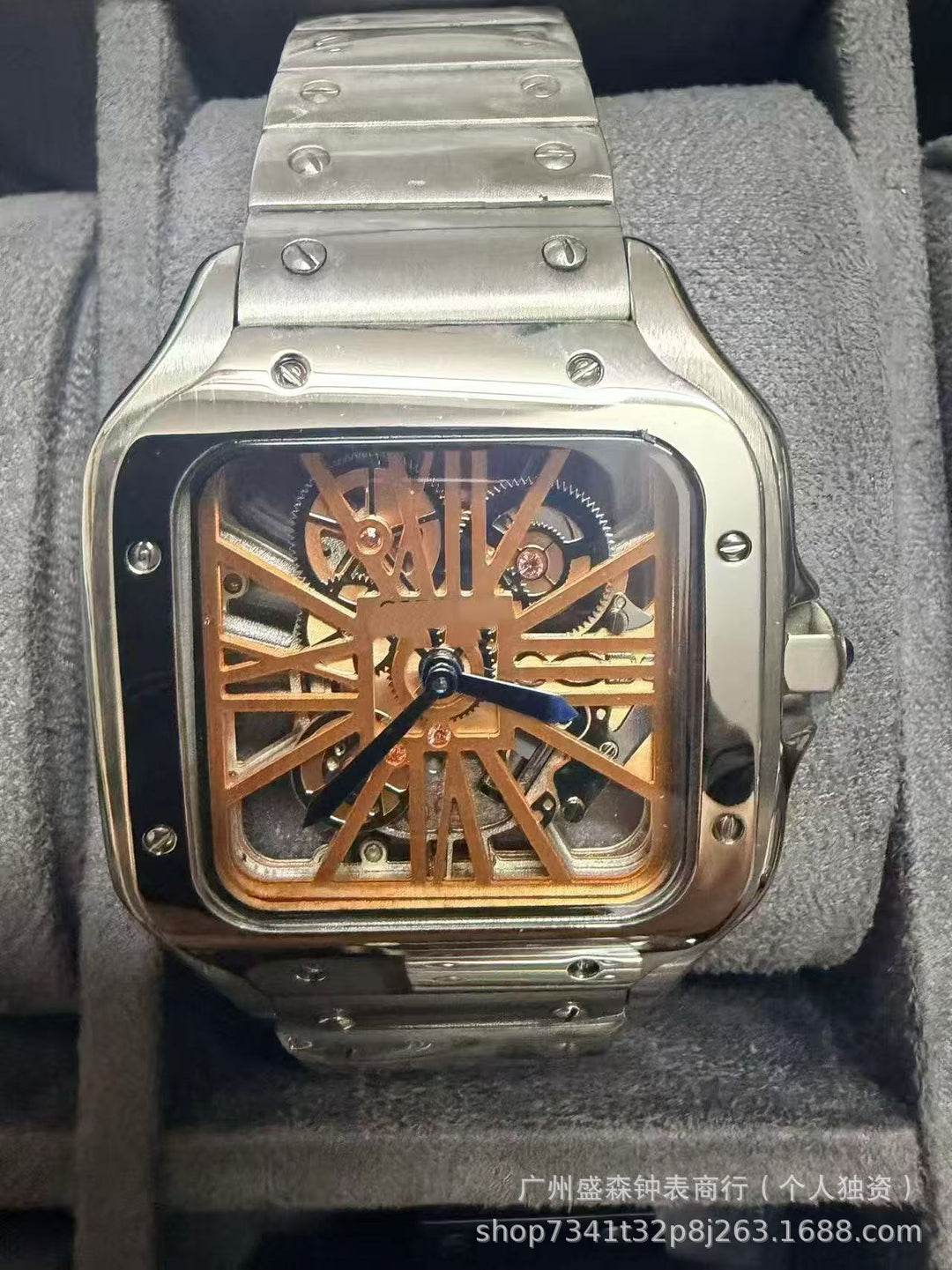 Square Roman series skeletonized quartz watches