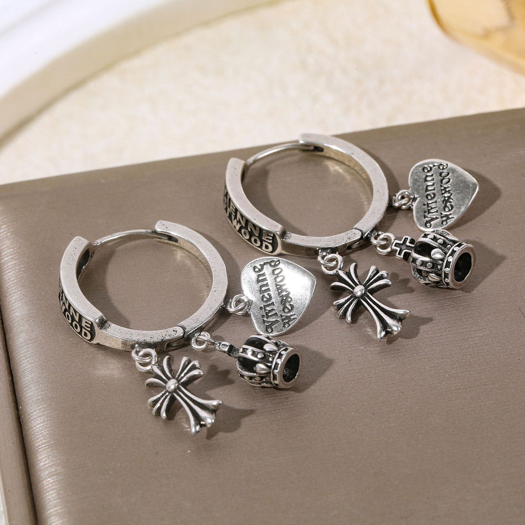 Chrome Hearts-Inspired Star, Heart, and Cross Earrings
