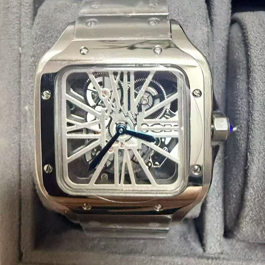 Square Roman series skeletonized quartz watches