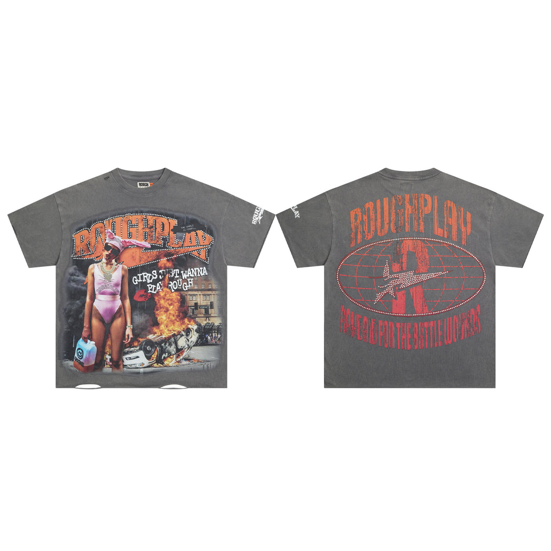 RoughPlay NYC Distressed, Ripped, and Sparkling Short-Sleeve T-Shirt