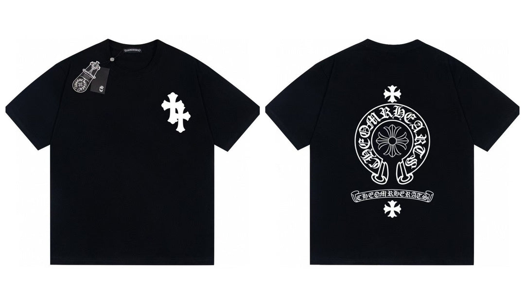 Chrome Hearts Summer Embroidery Print Cotton T-Shirt Short-Sleeve