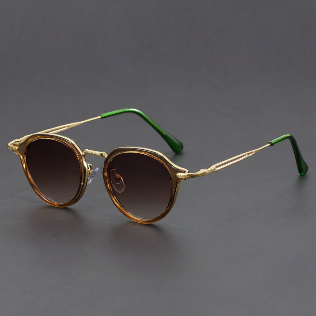 Steampunk metal round sunglasses