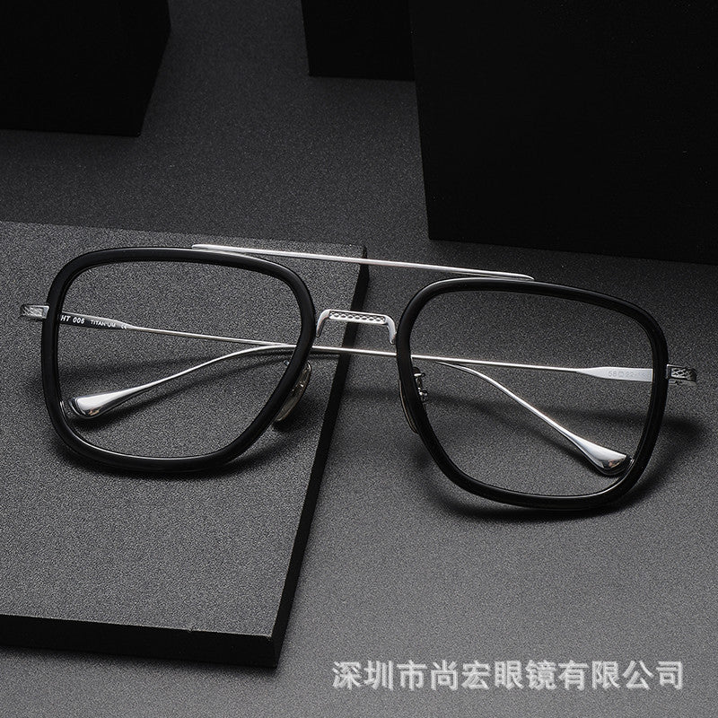 Iron Man Glasses Square Frame Double Bridge Large Frame
