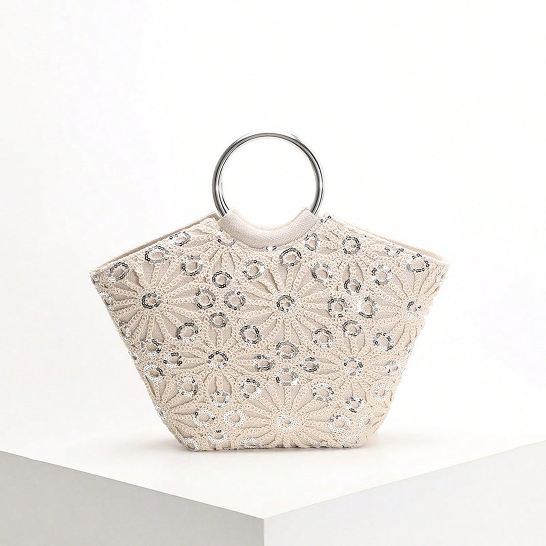 Embroidered Appliqué Sequins and Flowers Vacation Style Handbag