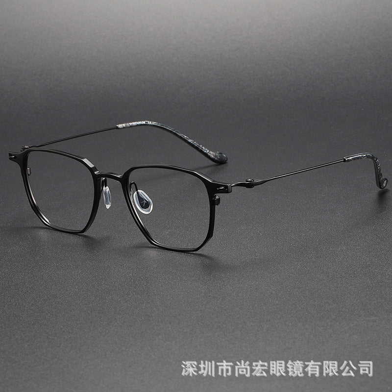 Business and fashionable titanium plate square frame glasses