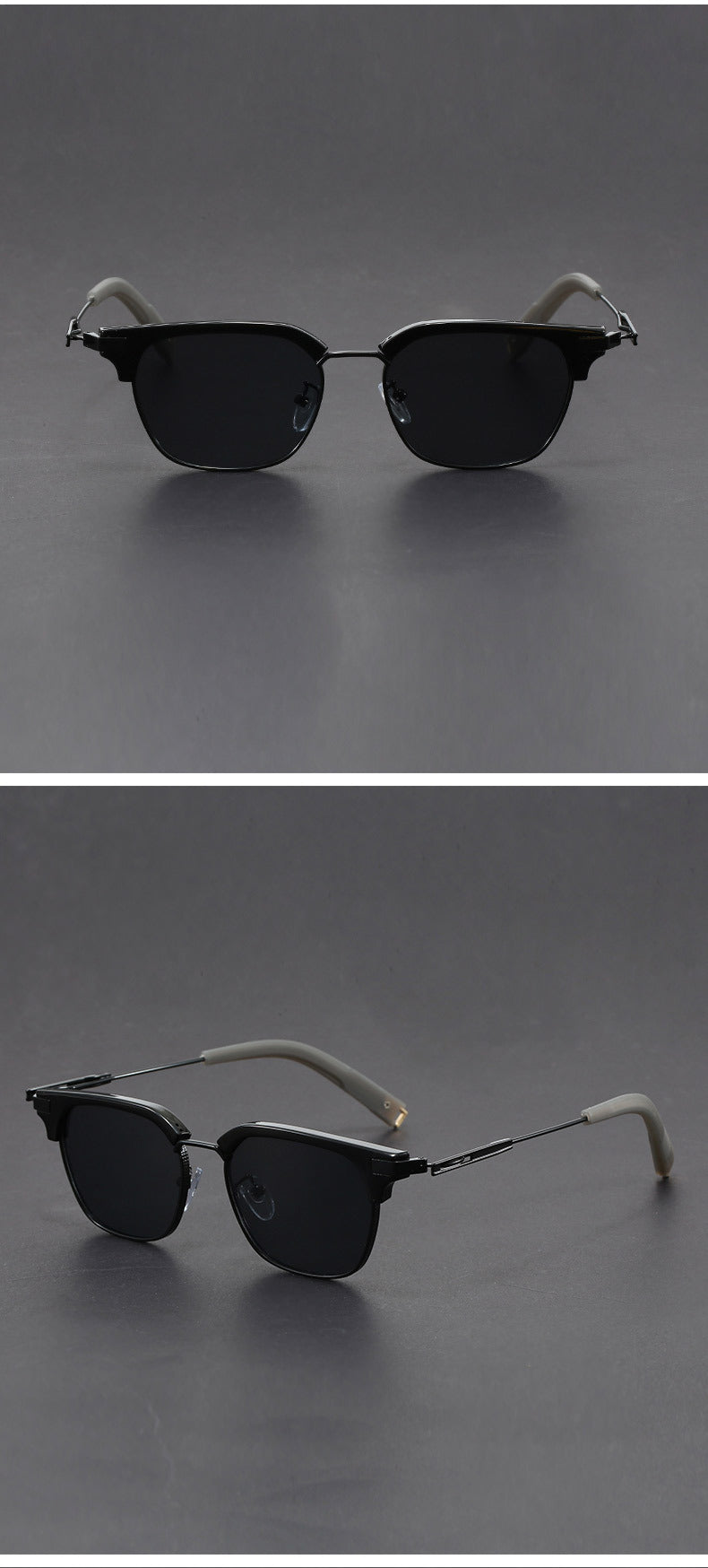 Classic half-rimmed browline Clubmaster sunglasses