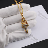 chrome hearts gold diamond dagger necklace