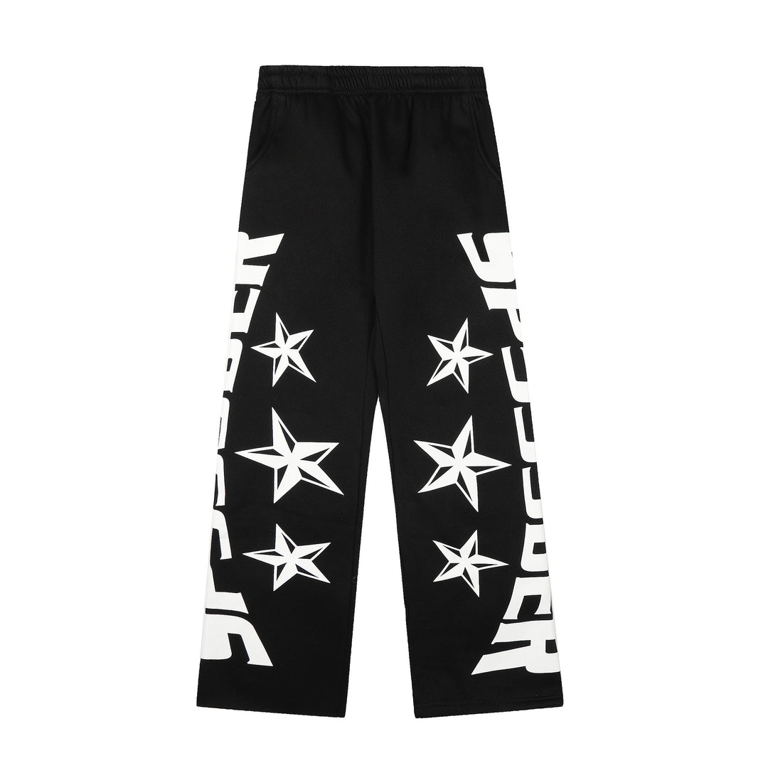 Sp5der patterned beaded 555555 hoodie and trousers