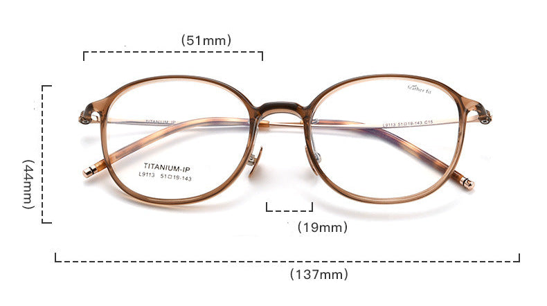 Oval ultra-light pure titanium face-slimming glasses