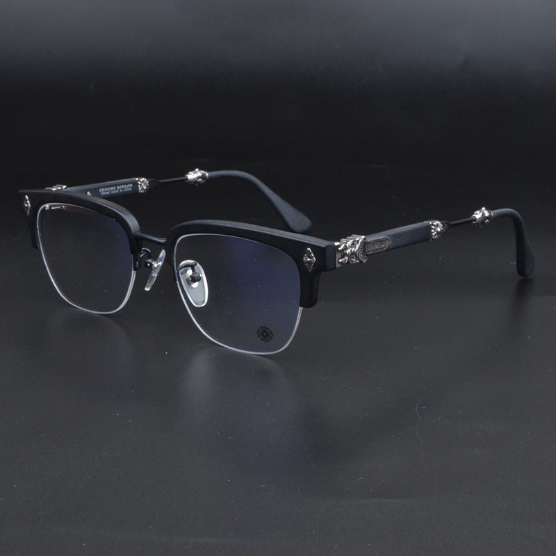 Chrome Hearts sword themed literary semi rimmed glasses