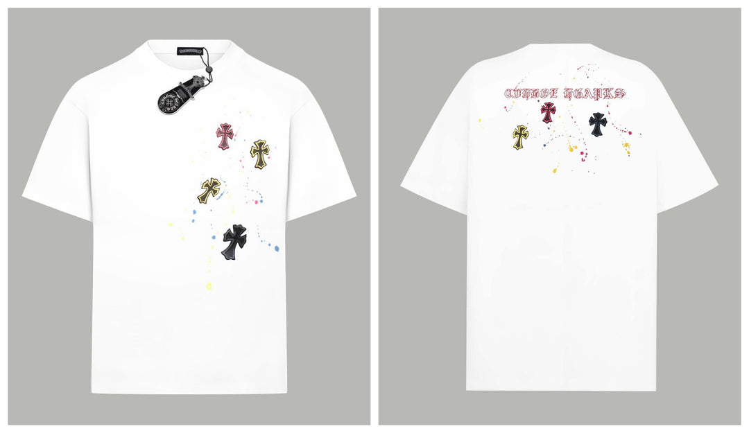 Chrome Hearts Summer Embroidery Print Cotton T-Shirt Short-Sleeve