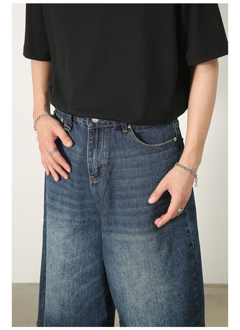 Summer Loose Fit Cropped Straight Leg Denim Shorts