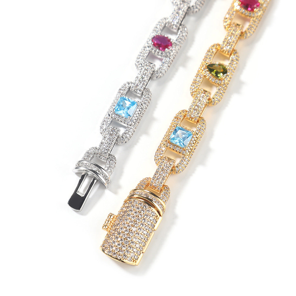 Pig Nose Necklace 1mm Colorful Zircon Clavicle Chain