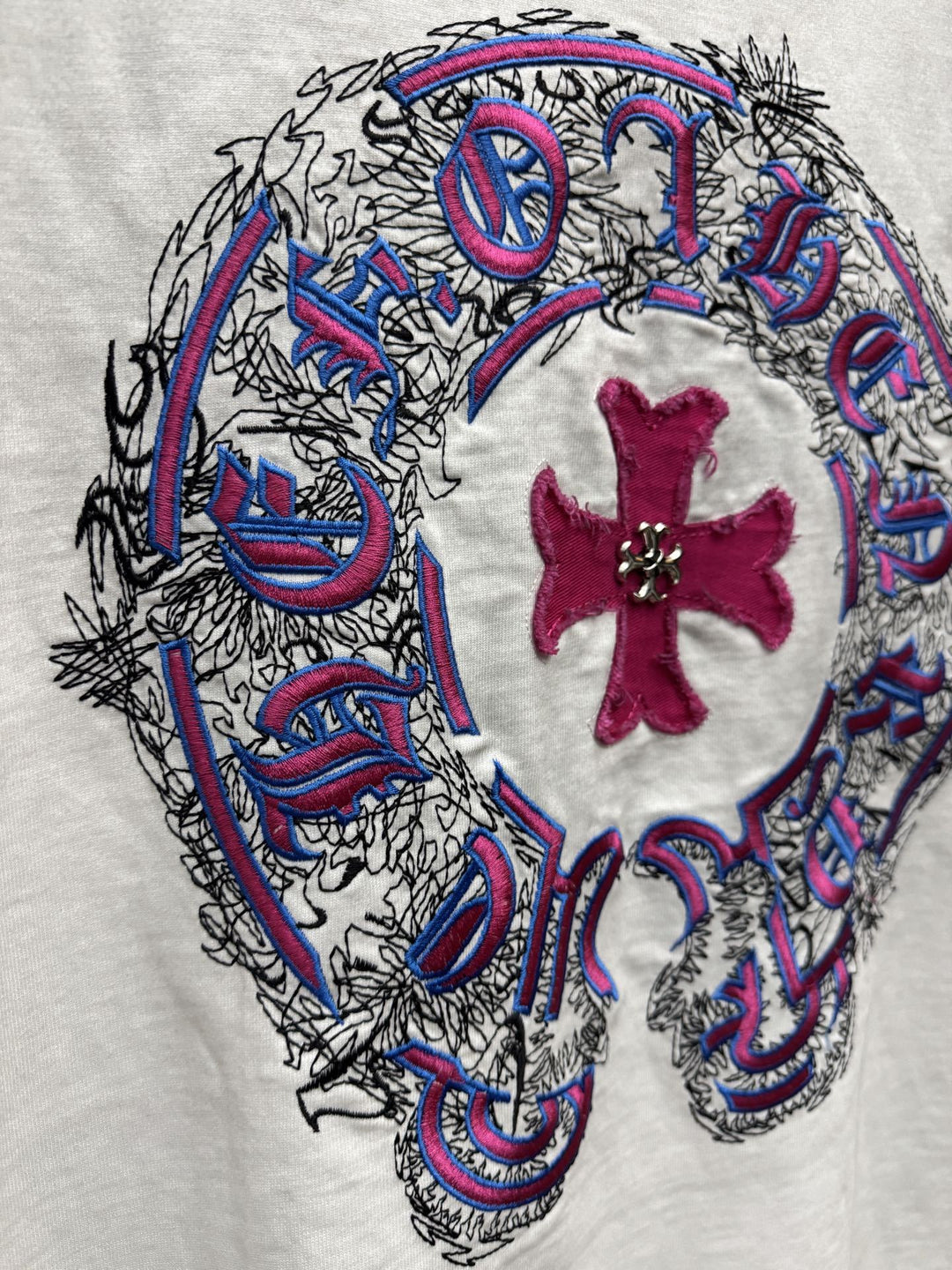 Chrome Hearts Washed Appliqué Embroidered Short-Sleeve T-Shirt