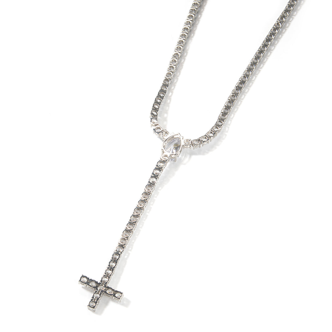5mm Spring-Clasp Teardrop Cross Necklace