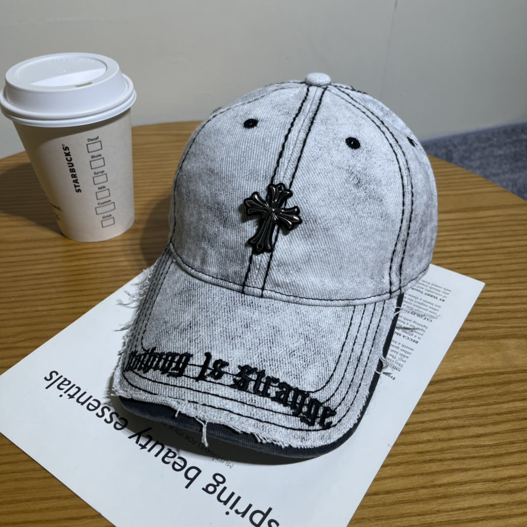 Chrome Hearts Ripped Denim Baseball Cap