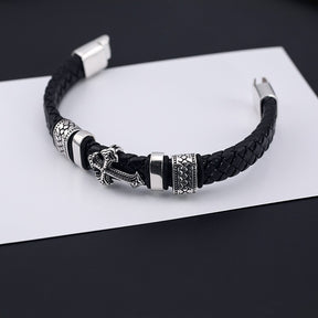 chrome hearts magnet buckle leather cord bracelet