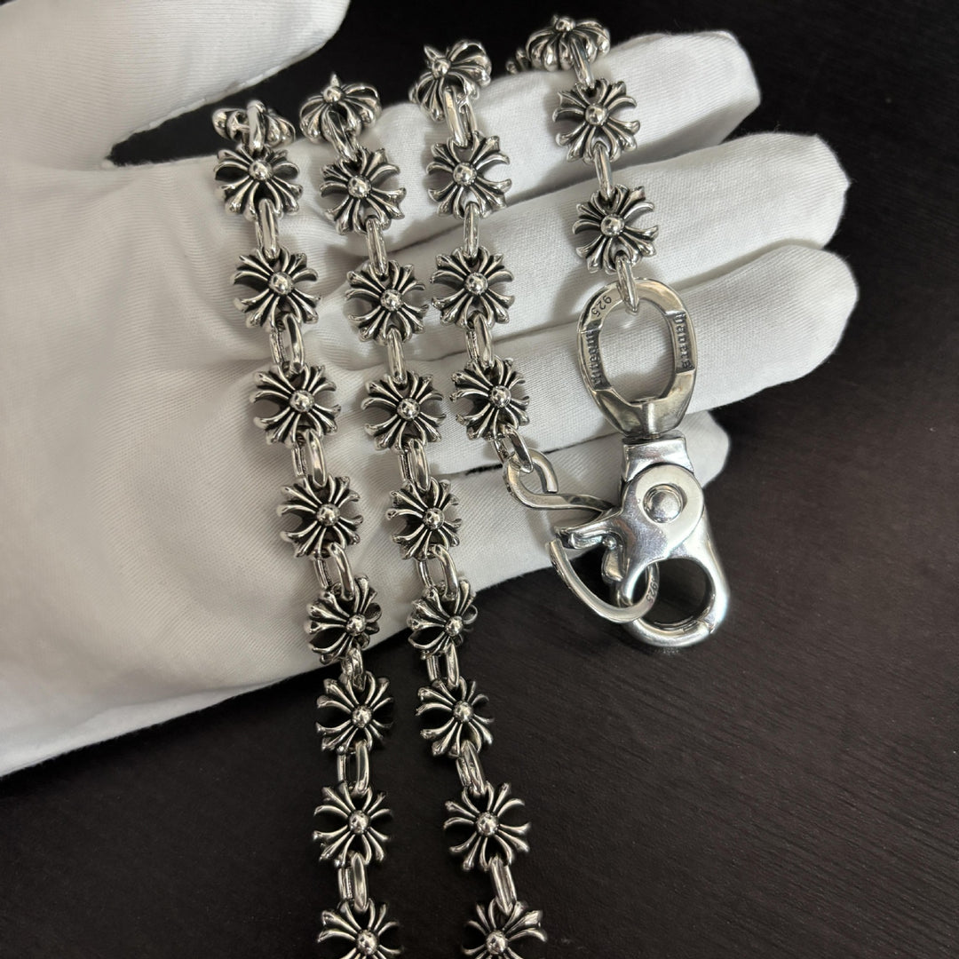 Chrome Hearts cross-stitch chain pants chain bag pendant