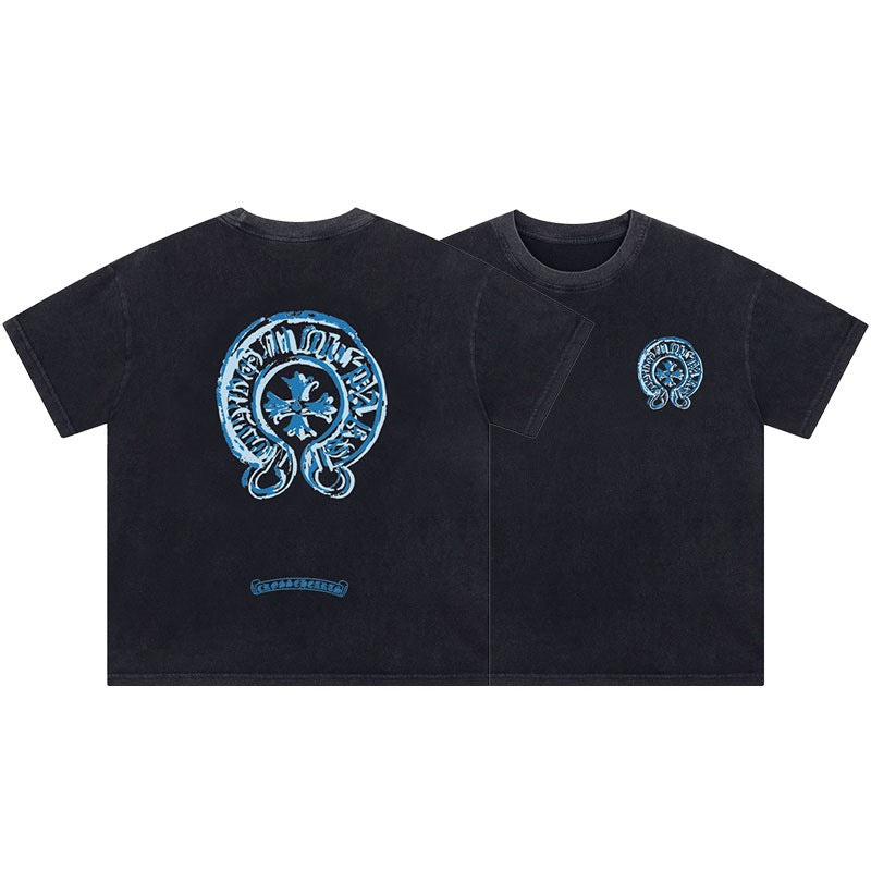 Chrome Hearts Summer Embroidery Print Cotton T-Shirt Short-Sleeve