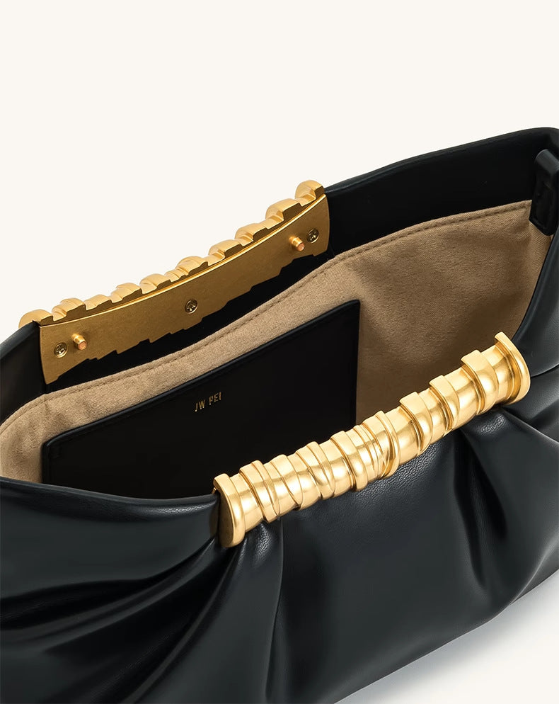 Ruched Clutch with Metal Clasp