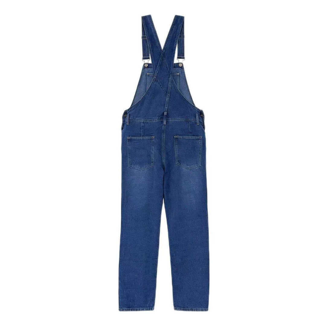 Washed Loose-Fit Denim Overalls