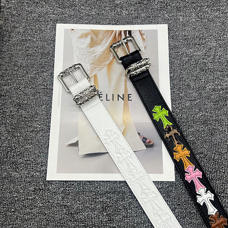 Chrome Hearts Leather pasted Roller type Hollow Vine Needle buckle Belt