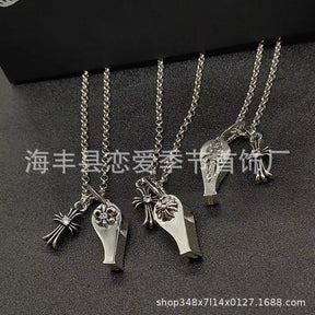 chrome hearts vintage old cross flower whistle holy sword pendant