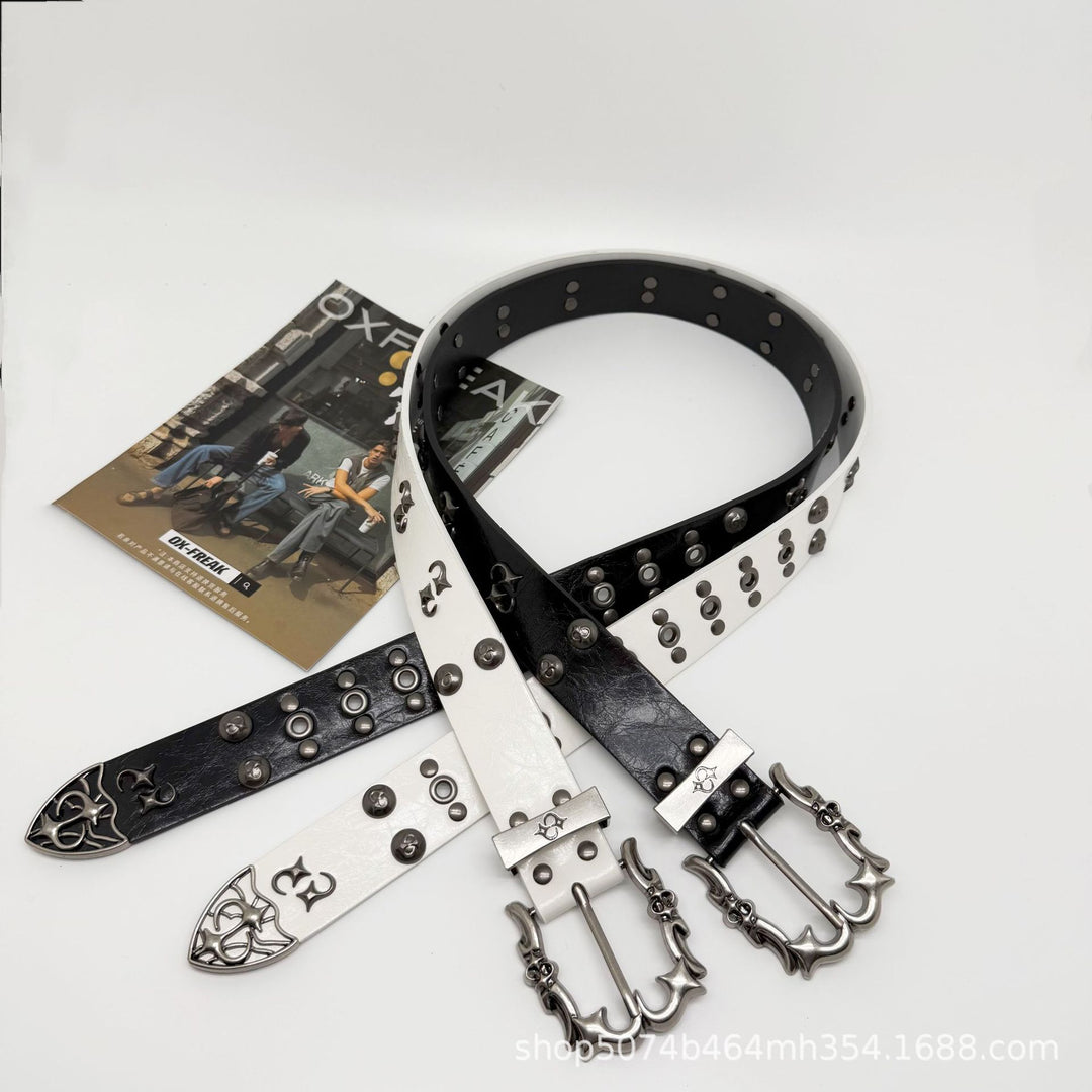 Riveted Metal Belt with Pin Buckle