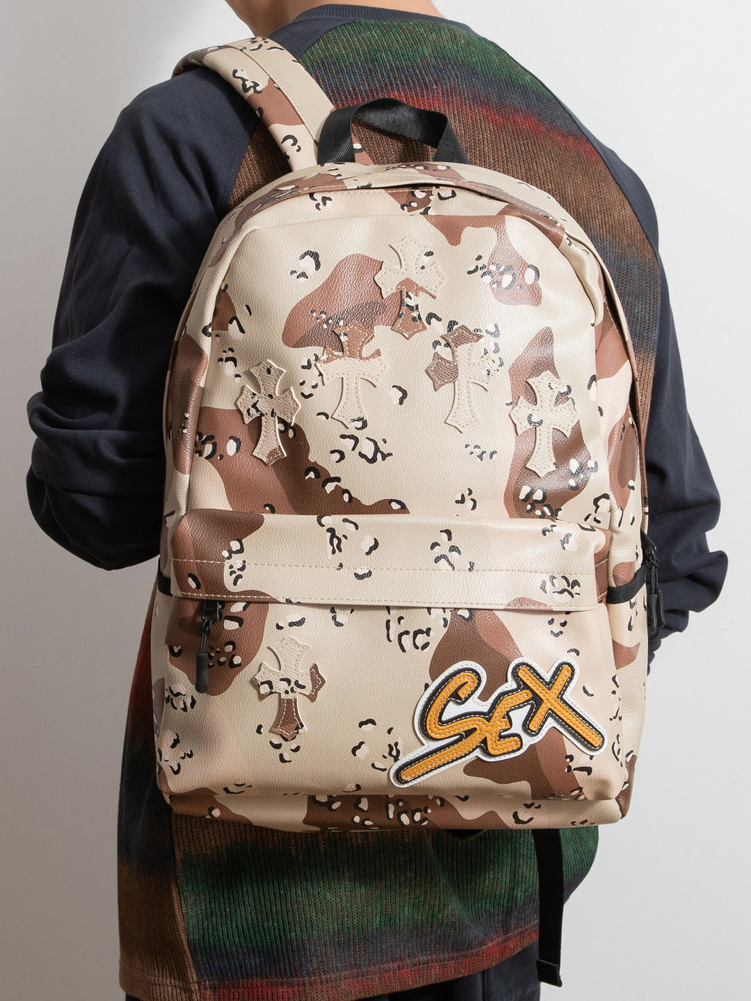 Chrome Hearts Cross Large Capacity PU Leather Backpack