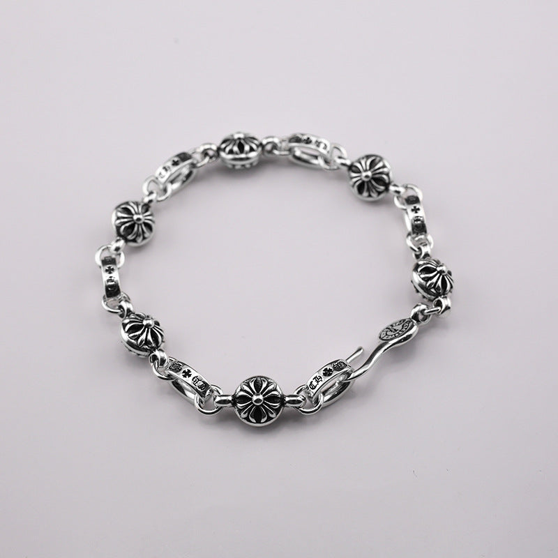 Chrome Hearts cross flower ball inlaid letter chain bracelet