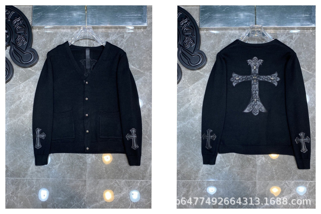 Chrome hearts cross cotton knitted sweater cardigan