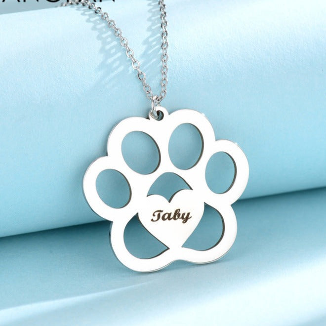 dog name necklace hollow claw love necklace