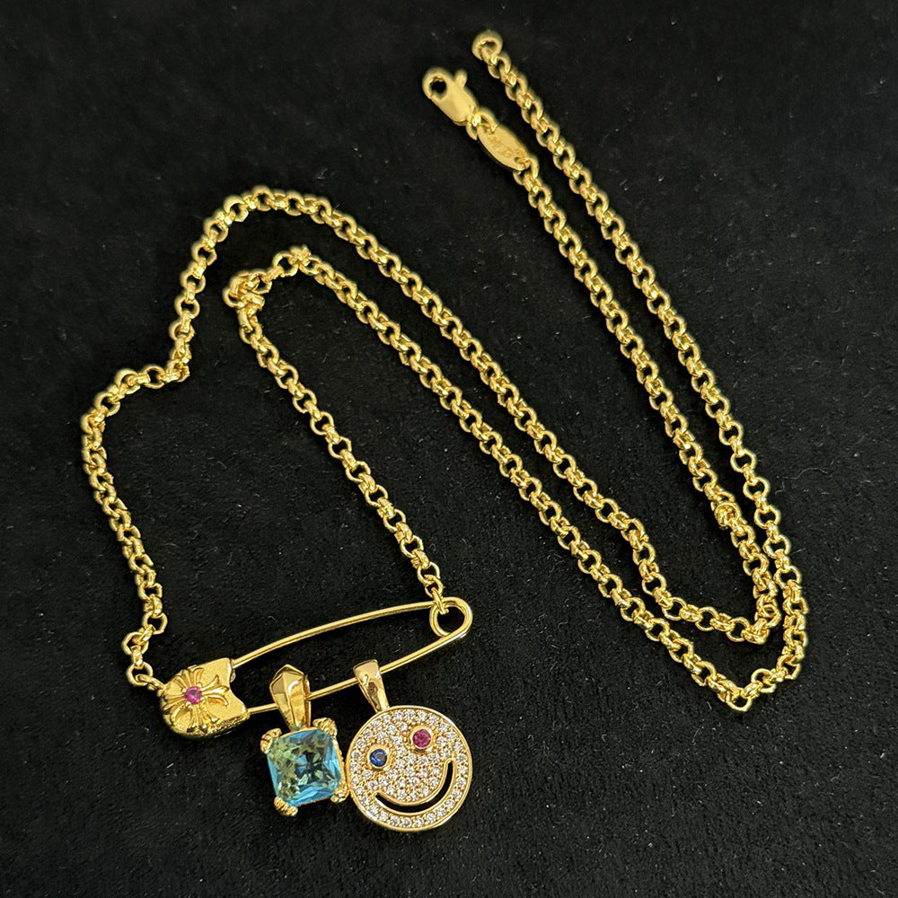 Chrome Hearts Diamond-Encrusted Smiley Face Sugar Cube Pendant
