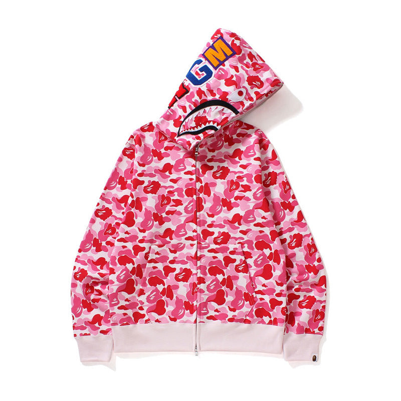 BAPE Shark camouflage hooded cardigan jacket