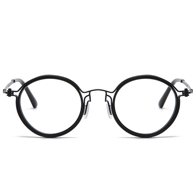 Retro Round Glasses Black Metal Optical Eyewear