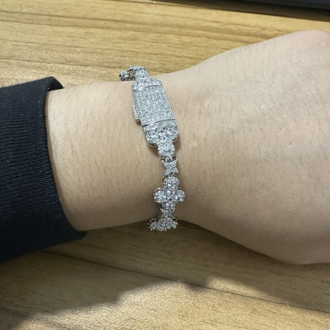 10mm cross flower star bracelet with micro-inlaid zircon