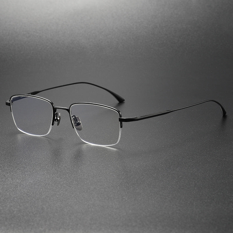 Retro half-rim pure titanium eyeglass frames