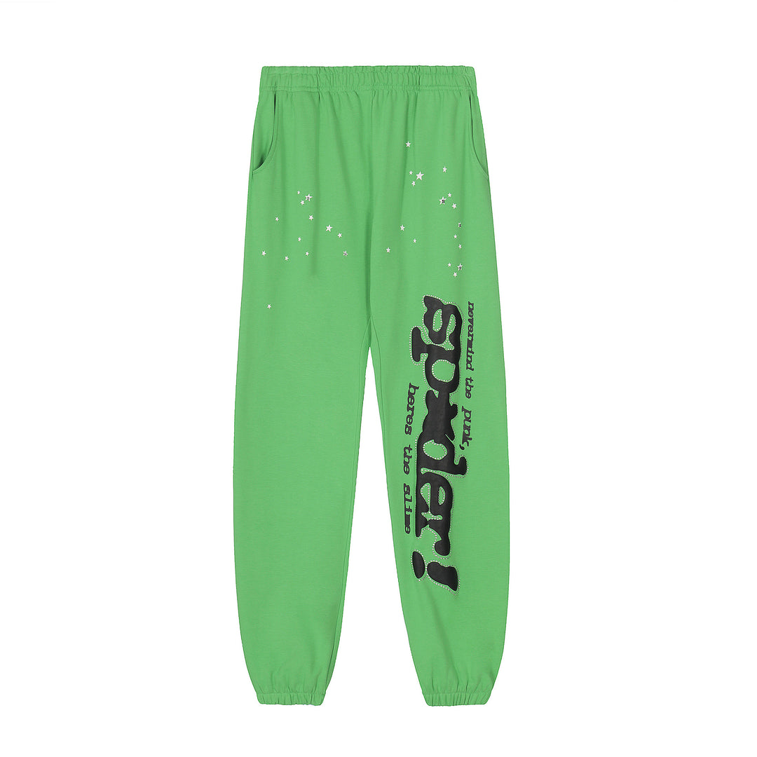Sp5der patterned beaded 555555 hoodie and trousers