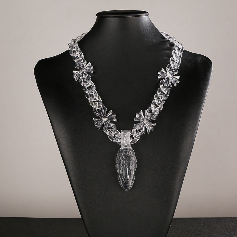 Chrome Hearts transparent resin acrylic cross necklace