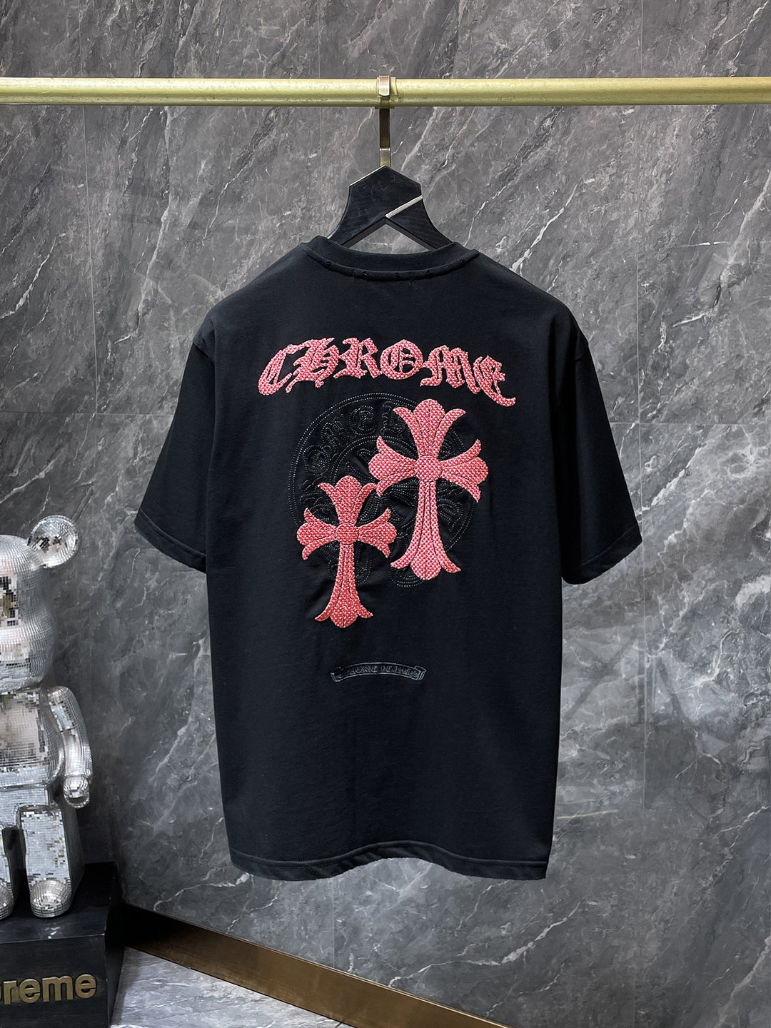 Chrome Hearts Cross & Horseshoe Double-Layer Embroidered T-Shirt