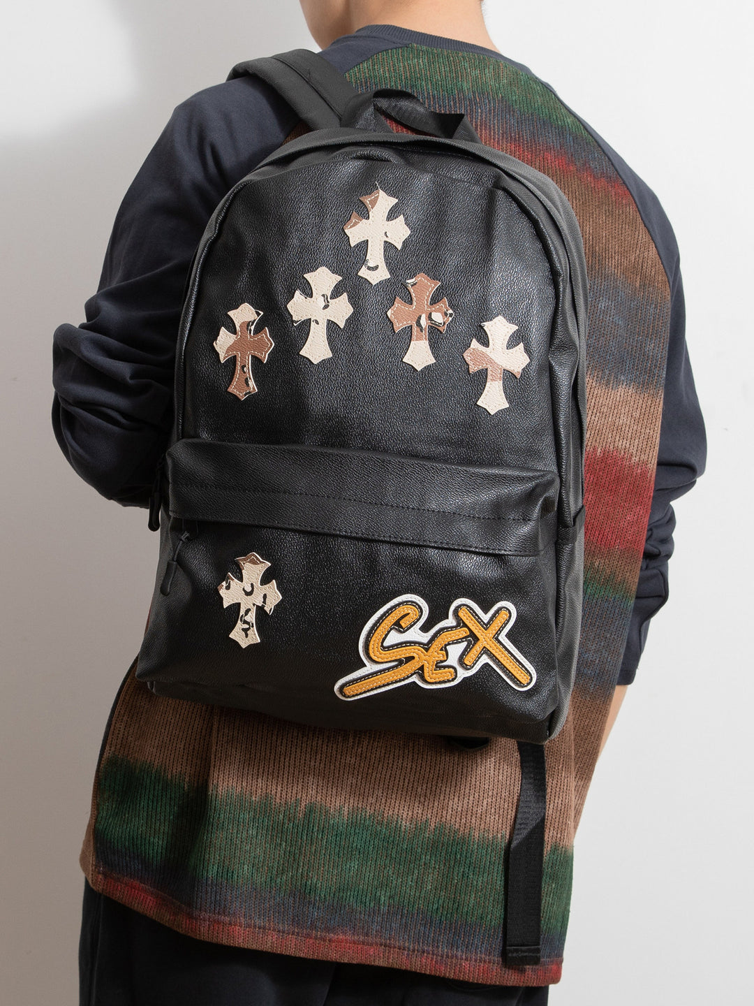 Chrome Hearts Cross Large Capacity PU Leather Backpack