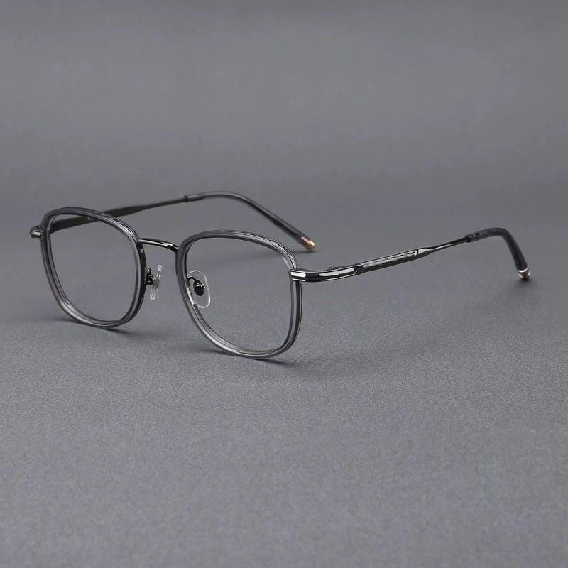 Slim ultralight square metal frame glasses