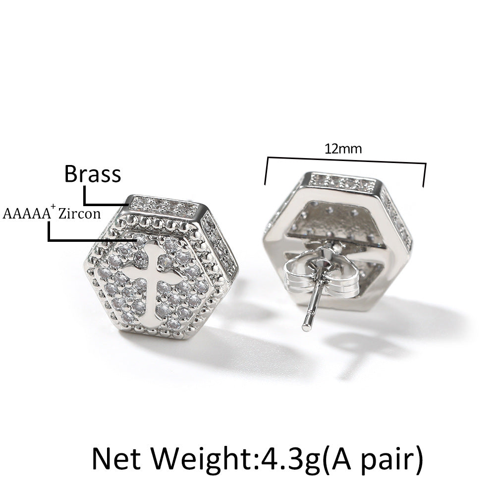 Square cross eight-star and eight-sword diamond Earrings